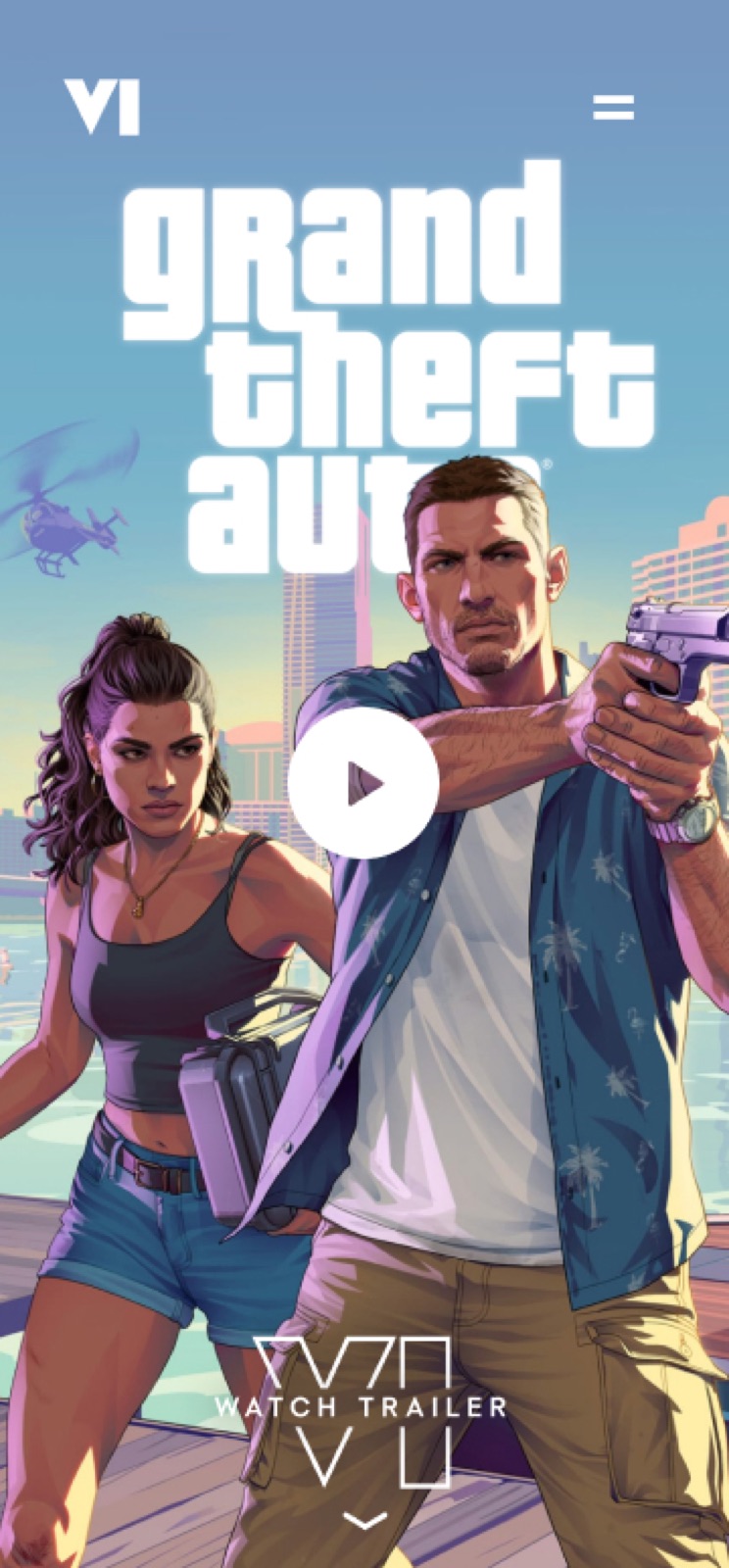 GTA VI mobile hero with Lucia's gun cropped out of frame