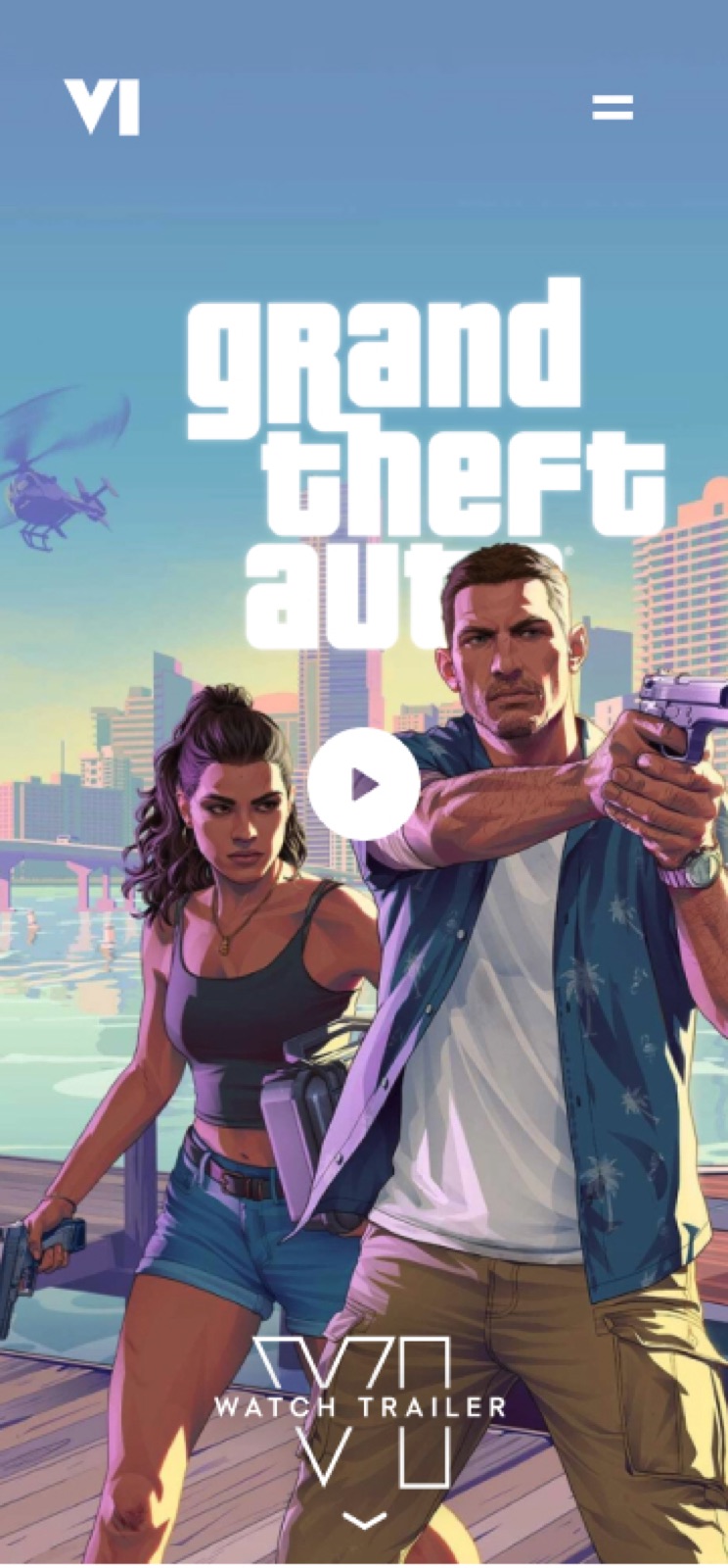GTA VI mobile hero with Lucia's gun kept in frame